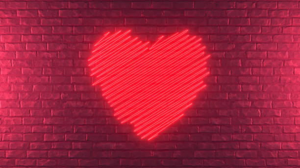 istock Valentine's Day heart shape neon lighting brick wall 1368053940