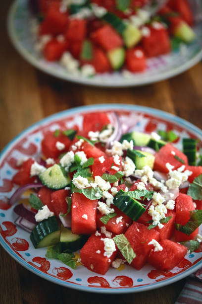 istock Watermelon Cucumber Salad with Feta Cheese 1368054295