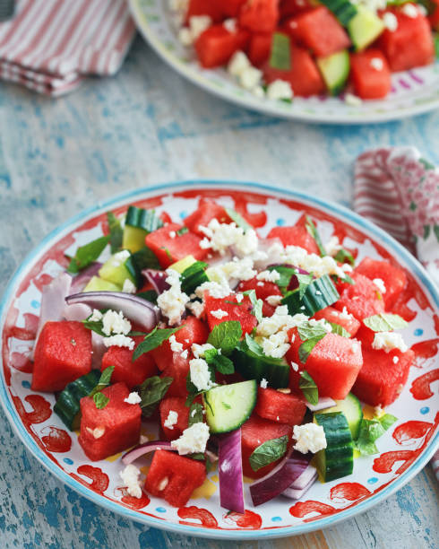 istock Watermelon Cucumber Salad with Feta Cheese 1368054331