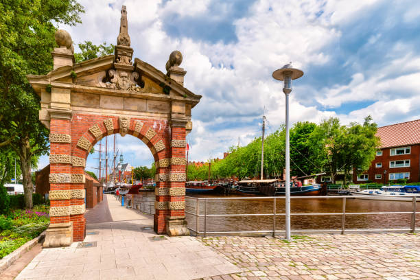 Emden city with Nordertor, Lower Saxony, Germany