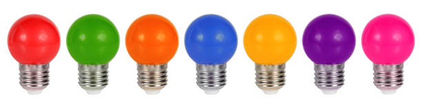 istock Colorful bulb led lamps isolated on white background. 1368056801