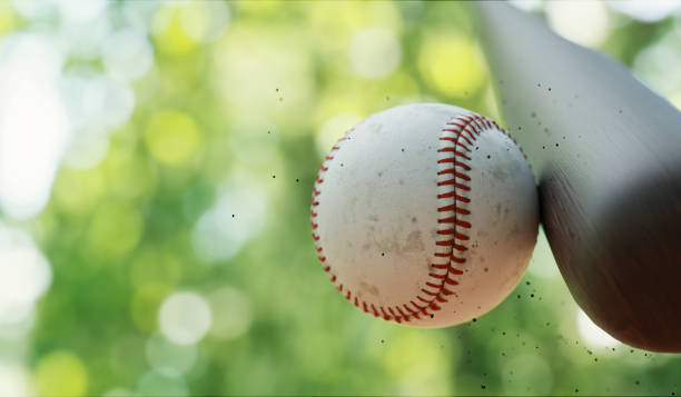 istock Baseball bat and ball close-up. 3D illustration 1368060287