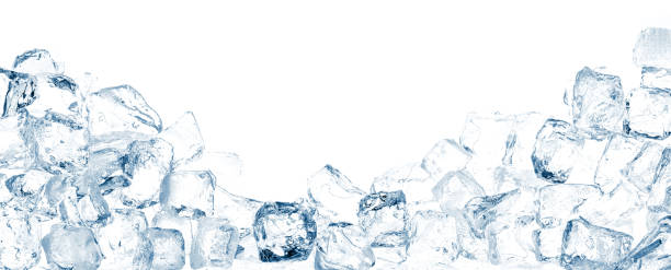 istock Ice cubes on white wide background. Ice tray. 1368061050