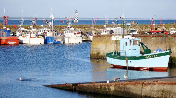 Slipway and harbour in part of Lorient harbour, Morbihan, Brittany stock photo