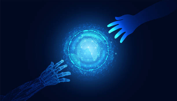 istock Abstract Collaboration of humans and artificial intelligence Concept to collaborate on modern technology creation. 1368062794