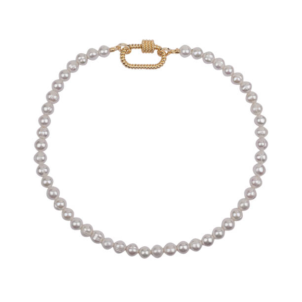 istock Pearl golden necklace isolated on white 1368062953