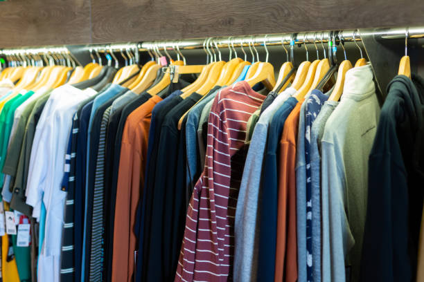istock Male clothes on hangers 1368063435