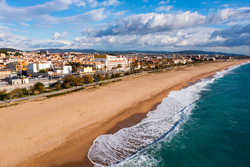 Costa mediterránea en Malgrat de Mar, Cataluña, España photo
