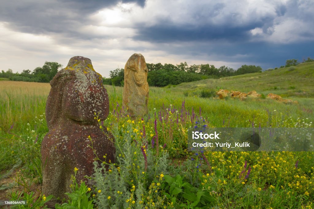 ansient idol in a steppe Nature Stock Photo