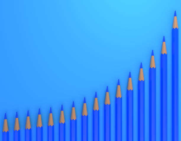 istock Blue pencils on technical chart of financial expansion. 1368064525