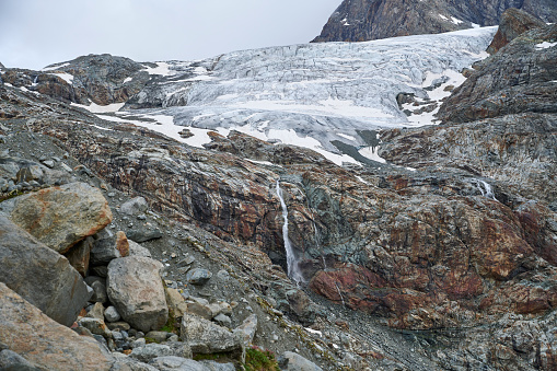 Stream generated from Fellaria Glacier. Central European Alps. Lanzada Municipality. Province of Sondrio. Italy.
