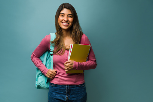 Beautiful woman going back to school