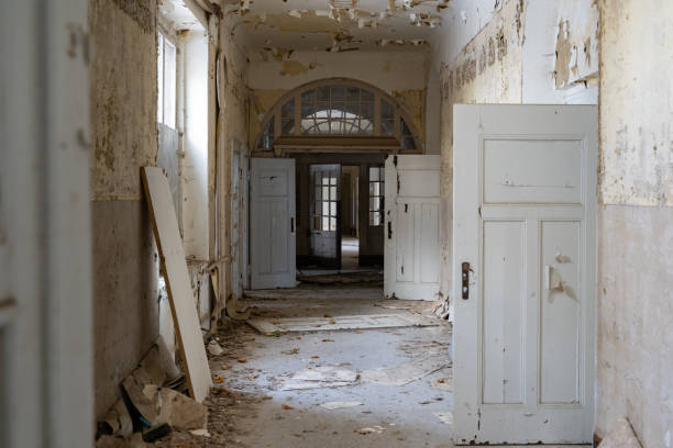 Long Corridor in an Abandoned Clinic Building