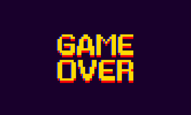 ilustrações, clipart, desenhos animados e ícones de pixel game over, jogo de pixel de 8 bits mais - amusement arcade illustrations