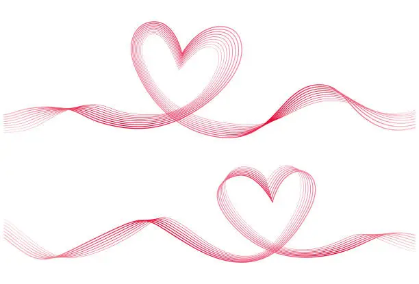 Vector illustration of Horizontal lines with hearts