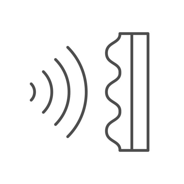 Sound absorbing panel line outline icon Sound absorbing panel line outline icon isolated on white. Vector illustration porous sponge stock illustrations