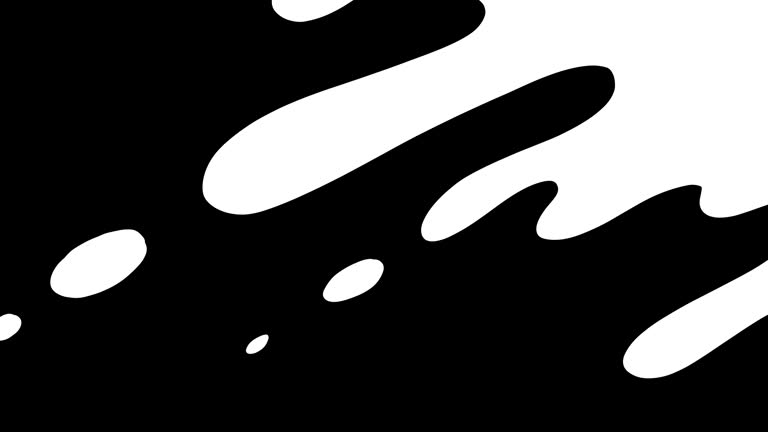 Set of Liquid Transitions in hand drawn cartoon doodle style on transparent background. Motion Graphics Pack with Alpha channel. Black and White Masks Templates in 4K