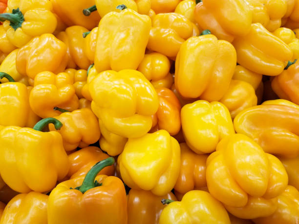 предыстория желтого болгарского перца - yellow bell pepper стоковые фото и изображения