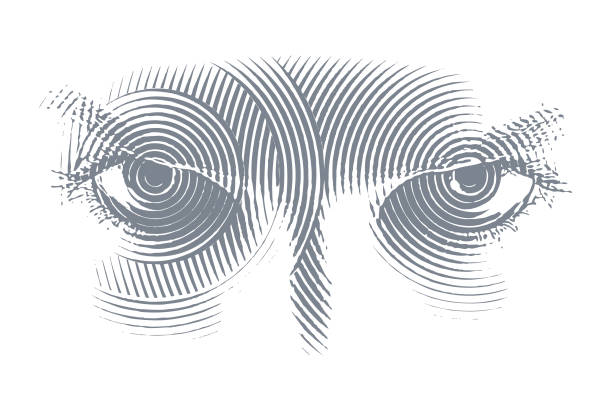 zornigen augen - eyeliner single line human eye sketching stock-grafiken, -clipart, -cartoons und -symbole