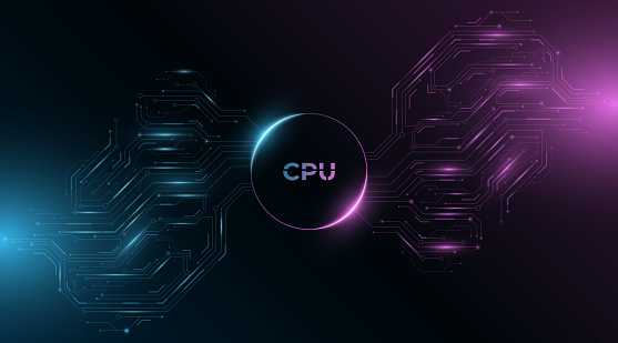 Cpu Background With Glowing Circuit Computer Board Light Effect Big ...