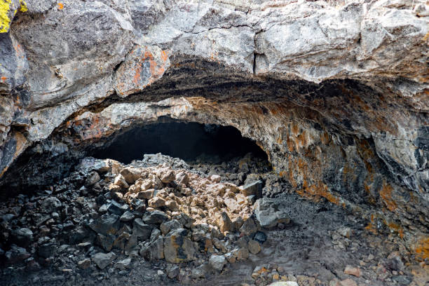 Inside a lava tube in Craters of the Moon National Monument and Preserve in Idaho