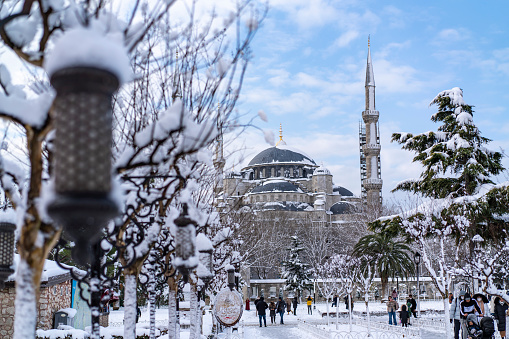 Istanbul, Turkey - January 25, 2022: Winter in Turkey. Cold weather.