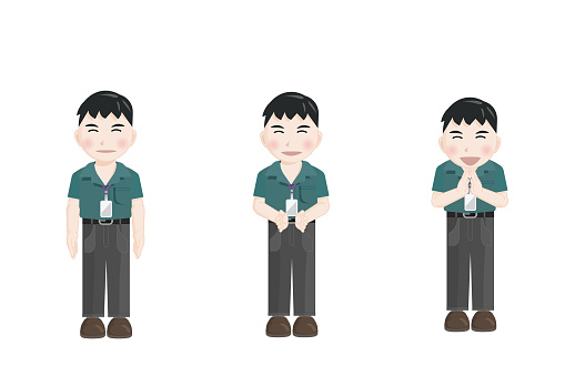 Cartoon Characters Teenagers Or Working People In Work Clothes Are Greeting By Raising Their Hands Flat Design For Stop Motion Or Creating A Simple Animation Isolated On White Backgrounds Stock Illustration - Cartoon Characters Teenagers Or Working People In Work Clothes Are Greeting By Raising Their Hands Flat Design For Stop Motion Or Creating A Simple Animation Isolated On White Backgrounds Stock Illustration -