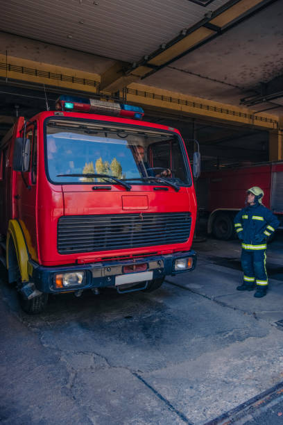 istock Fire engine inside the garage of the fire department 1368102187