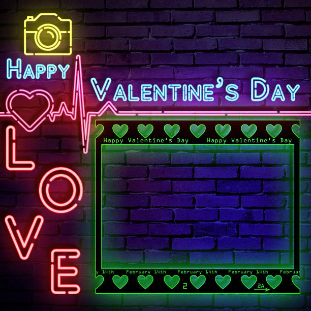 istock valentine's day neon sign with photo frame 1368105850