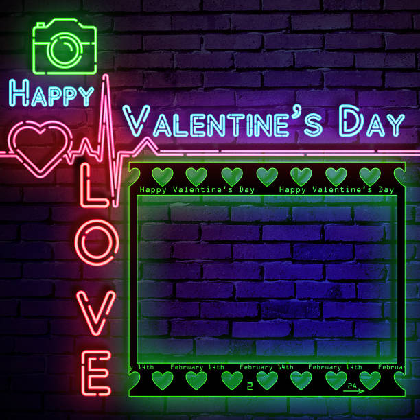 istock valentine's day neon sign with photo frame 1368105851