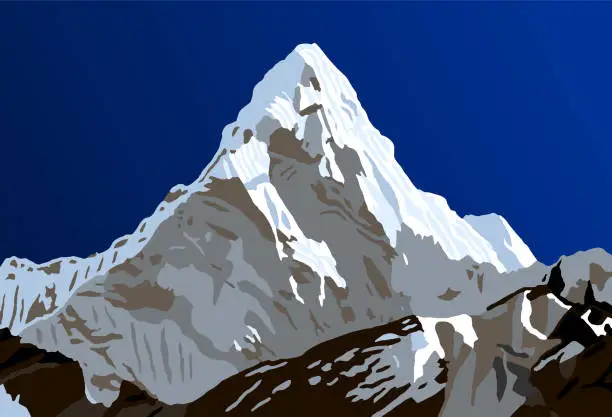 Vector illustration of Mount Ama Dablam mountain vector illustration