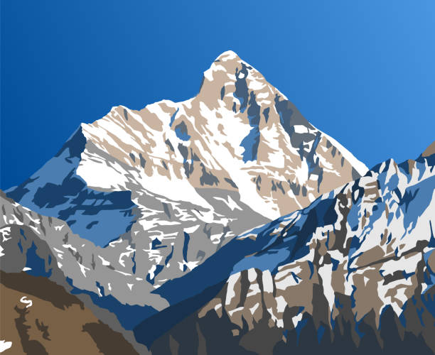 mount nanda devi vektorillustration himalaya berg - indian peaks stock-grafiken, -clipart, -cartoons und -symbole