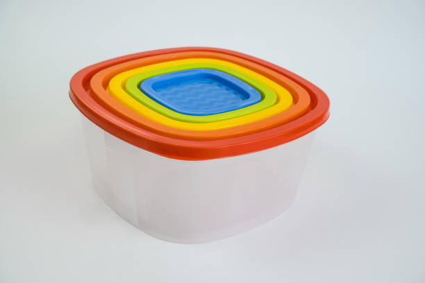 istock Set of plastic food containers on white background 1368110761