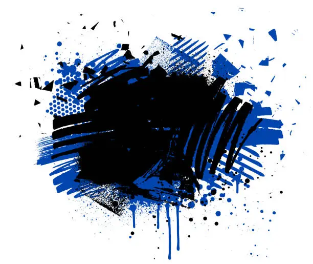 Vector illustration of Black and blue grunge vector explosion
