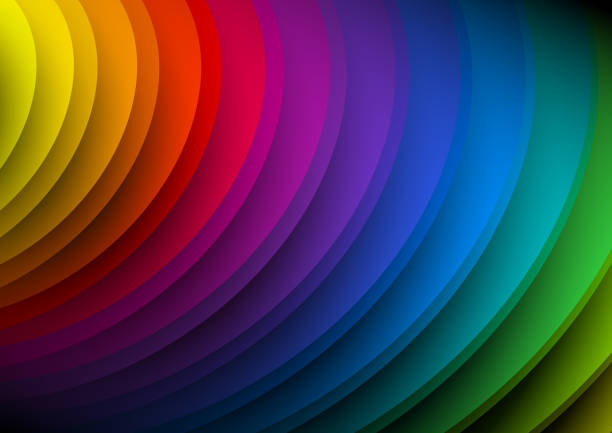 яркий абстрактный радужный фон - spectrum rainbow abstract black background stock illustrations