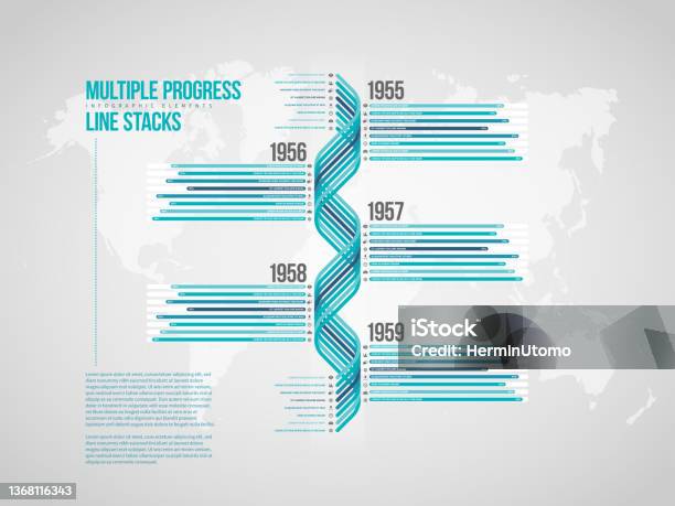 Multiple Progress Line Stacks Infographic Stock Illustration - Download ...