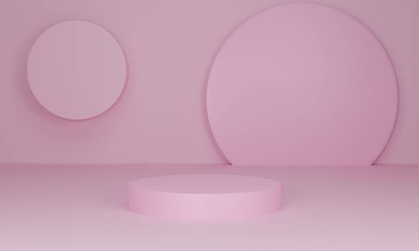 istock 3D rendering. Pink cylinder podium on pastel color background. Abstract minimal scene with geometrical. 1368118564