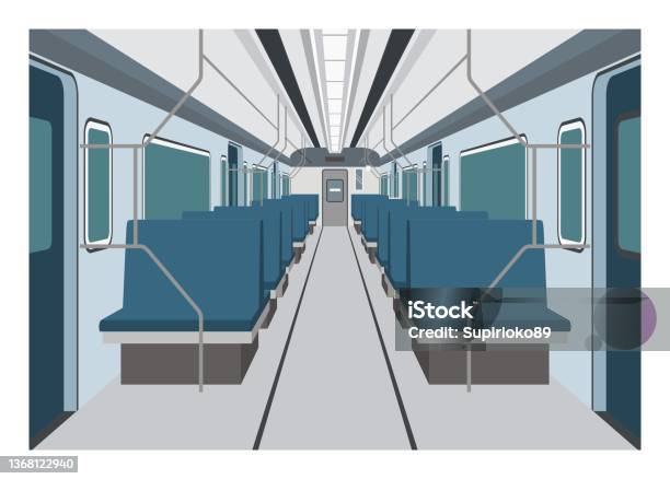 Train Innerview Commuter Train Interior In Perspective View Simple Flat Illustration ...