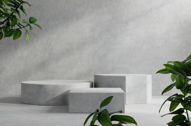 istock Mock up concrete podium for product presentation with a cement background. 1368125901
