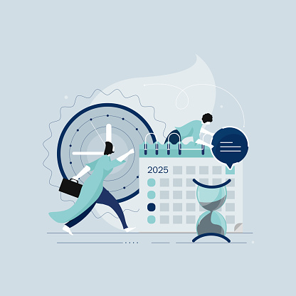 istock Time management concept. Vector flat graphic design 1368129004