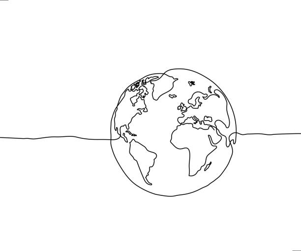 globe line art line art illustration of world map globe design world map outline stock illustrations