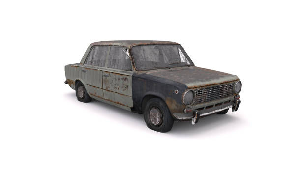 istock 3d illustration abandoned classic car 1368139872