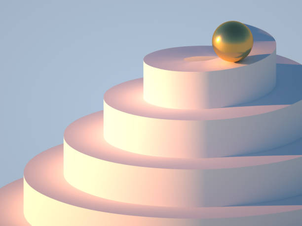 istock Abstract geometric installation with golden ball 3d 1368145530