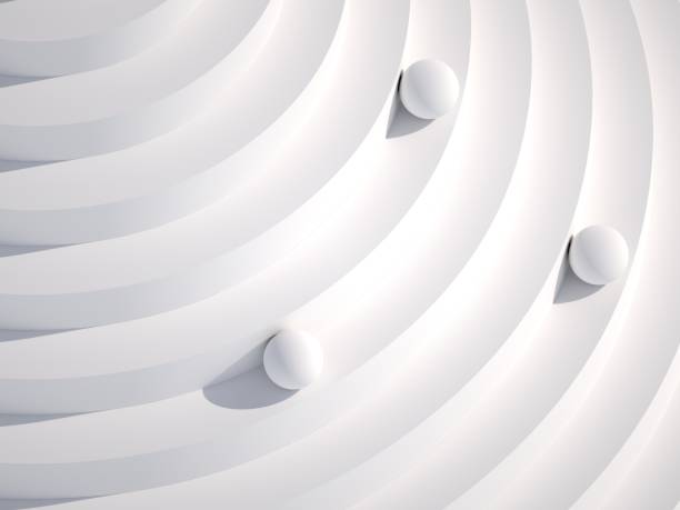 istock Abstract white geometric installation with balls on a helix 3d 1368145541