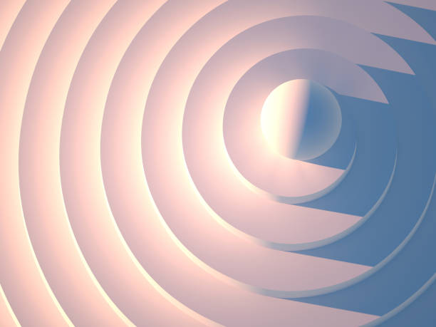 istock White sphere on top of spiral podium, top view, 3d 1368145542