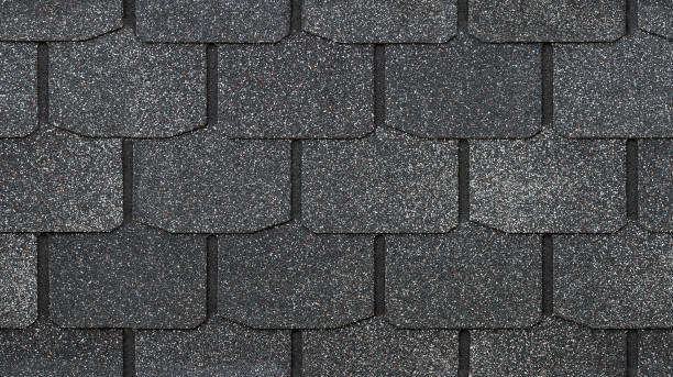 Modern black flexible shingles pattern, seamless texture stock photo