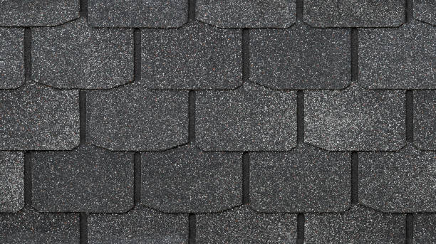 modern black flexible shingles pattern, seamless texture - bitumen felt imagens e fotografias de stock