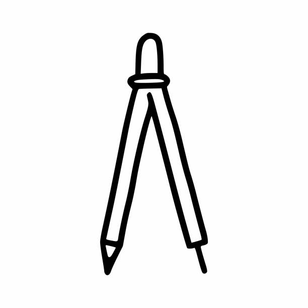 도면 그리기나침반입니다. 벡터 낙서 그림입니다. - drawing compass caliper computer icon work tool stock illustrations