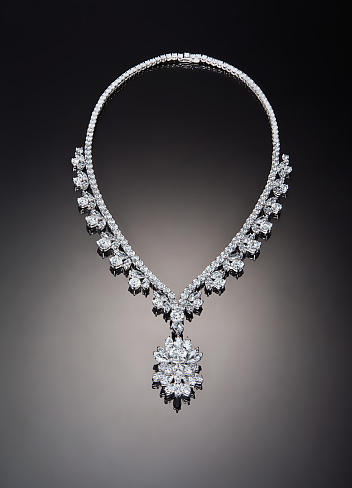 Diamond necklace on black background