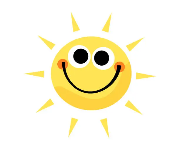 Vector illustration of Cute sun emoticon